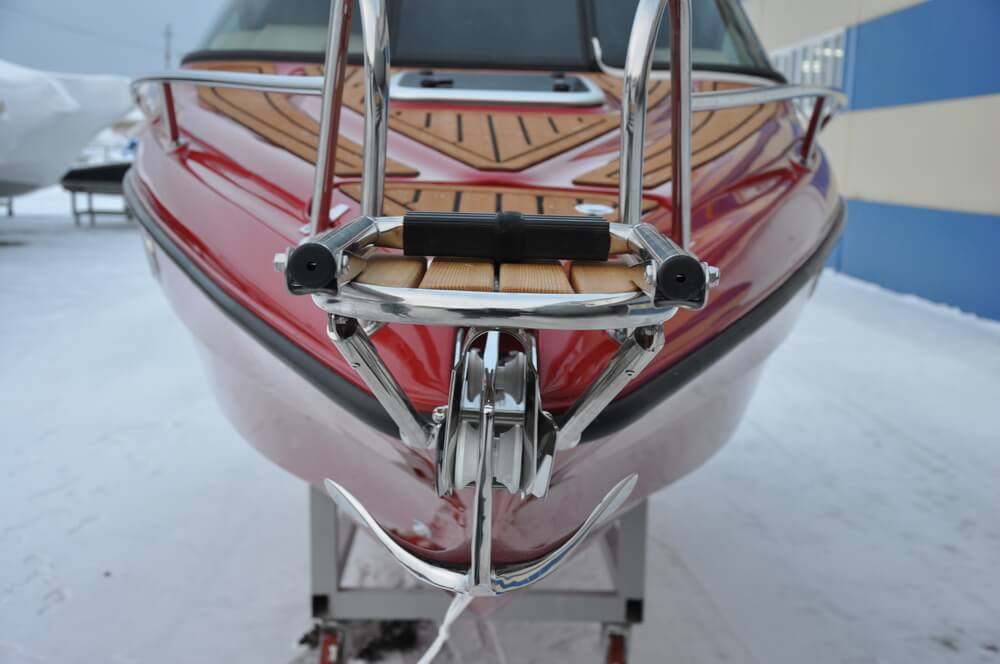 Bow boarding ladder (mounted on high bow rails)